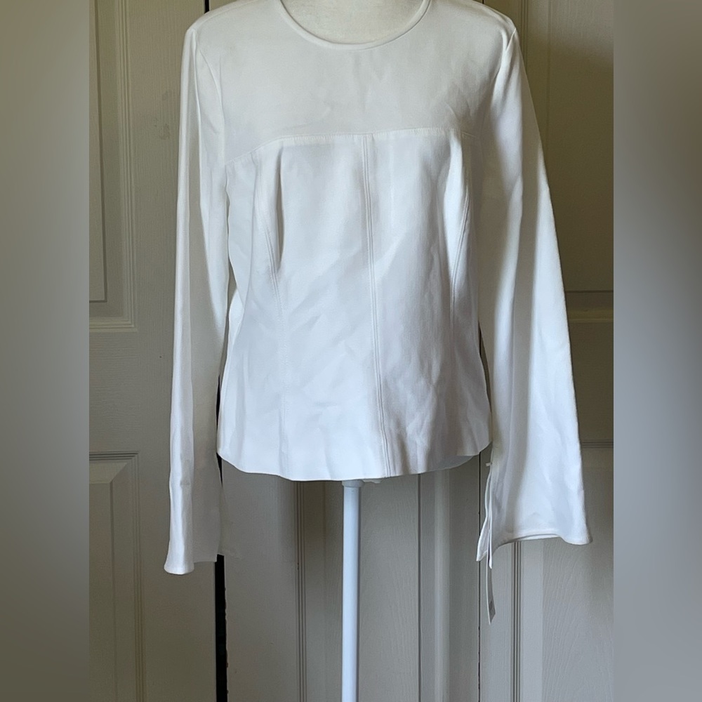 Etcetera size 14 cream colored blouse NWOT zippered side entry bell sleeves.